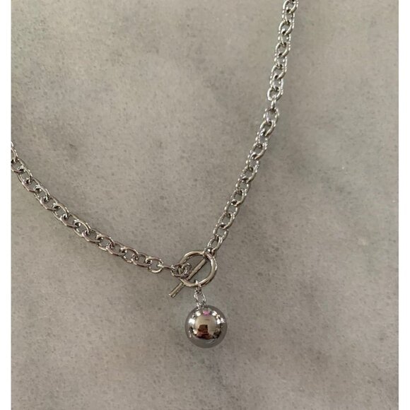 Sterling Silver Chain Bead Dangle Necklace Brand New - Picture 3 of 5